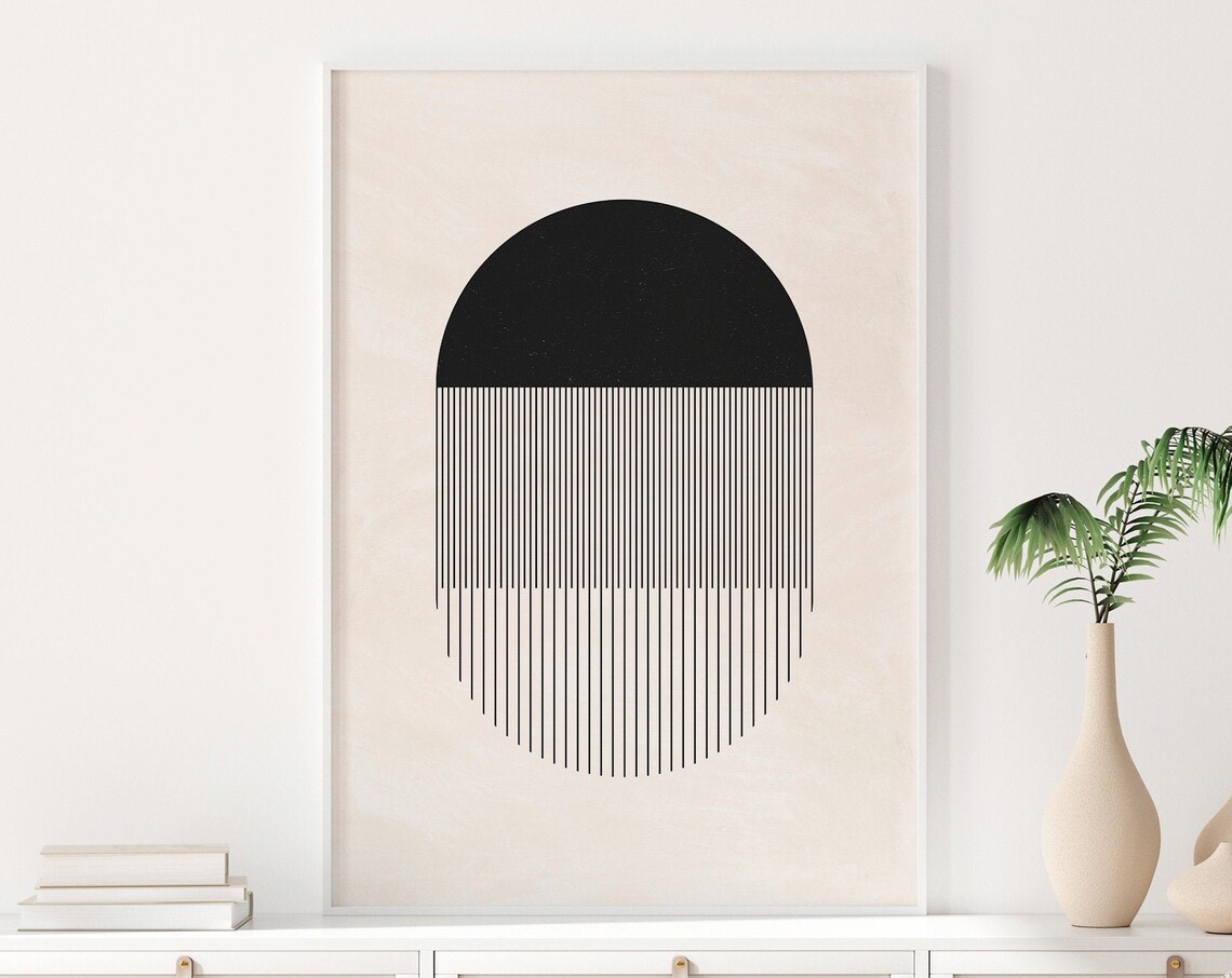 Abstract Woodblock Geometric Minimalist Art Print
