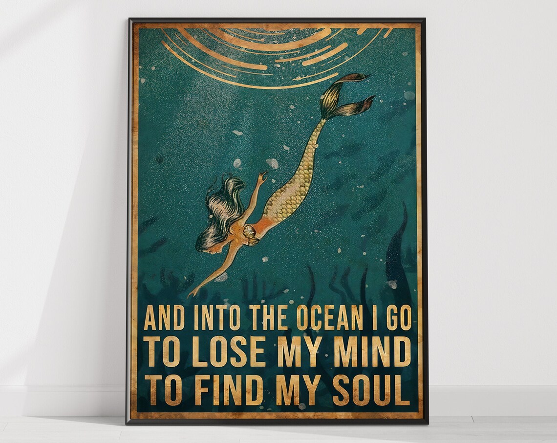 Into The Ocean I Go Vintage Yoga Travel Poster - Image 3