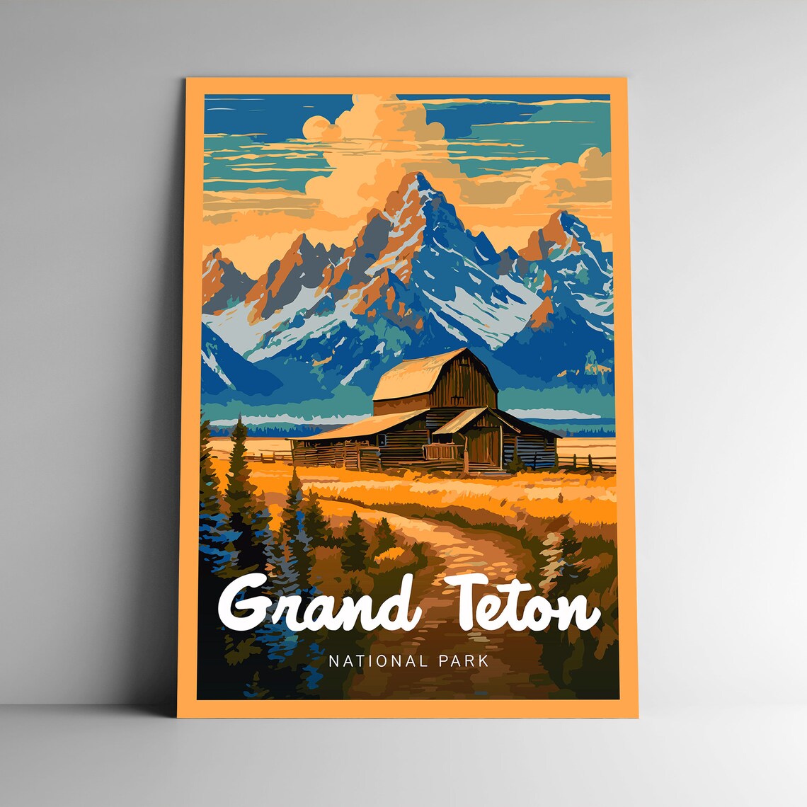 Grand Teton National Park Postcard Wall Art Print