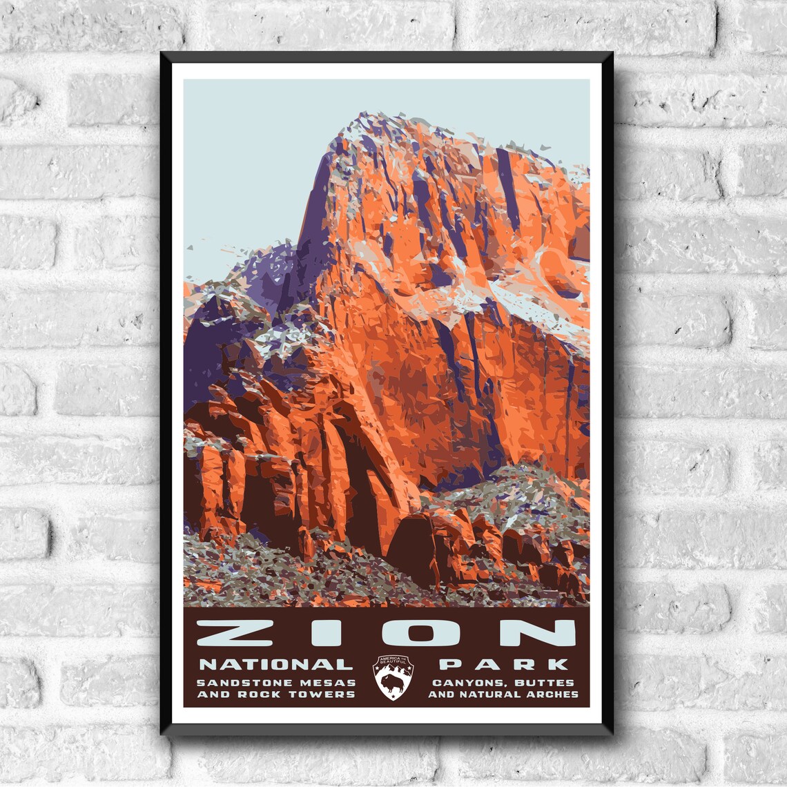 Zion National Park Vintage Style Travel Poster - Image 3