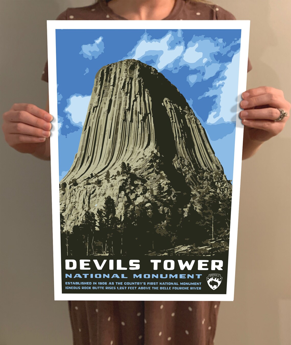 Devils Tower Vintage Style Travel Poster - Image 2