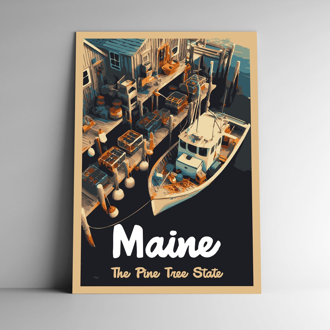 Maine The Pine Tree State Vintage Travel Poster