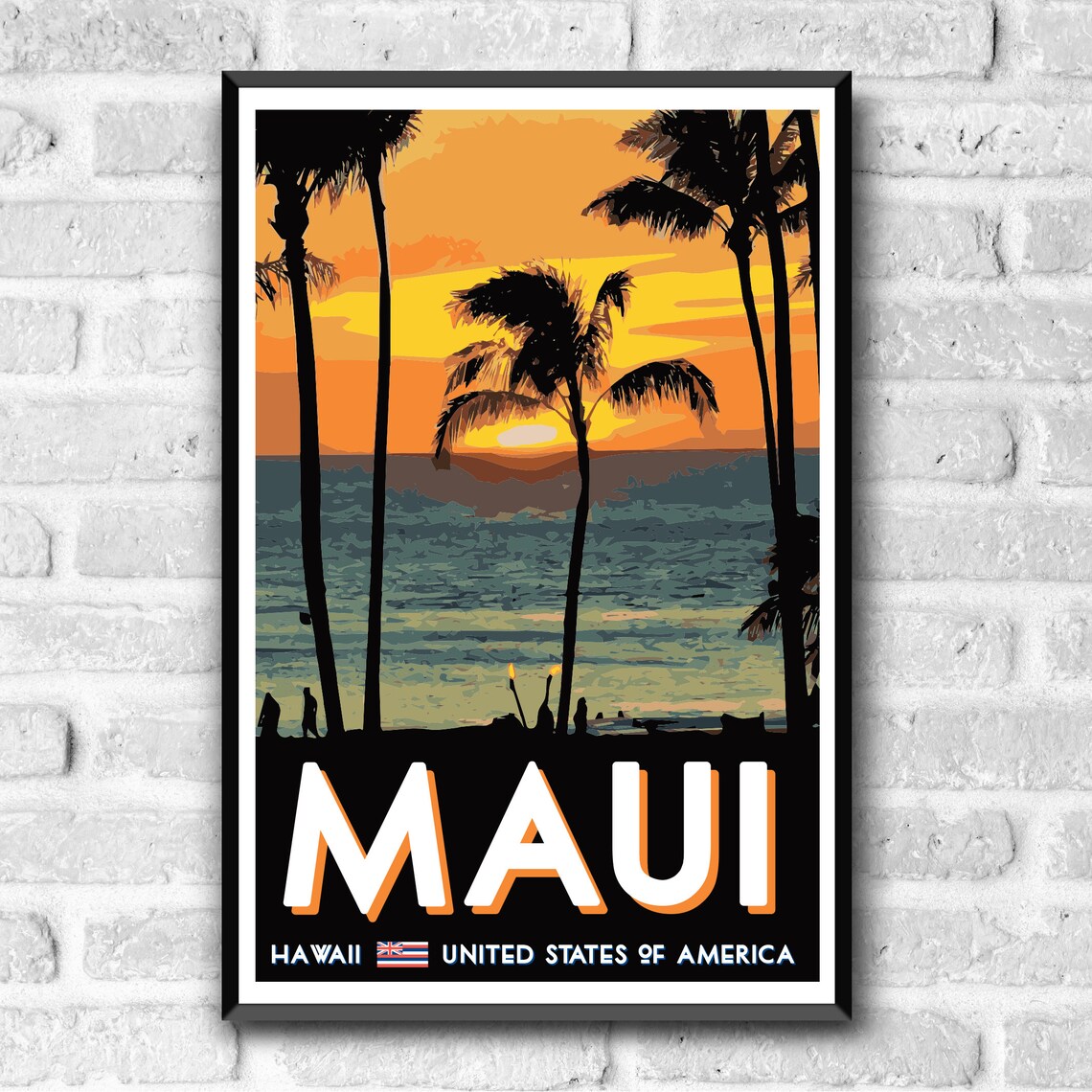 Maui Vintage Travel Poster, Hawaii Beach Art Print - Image 3