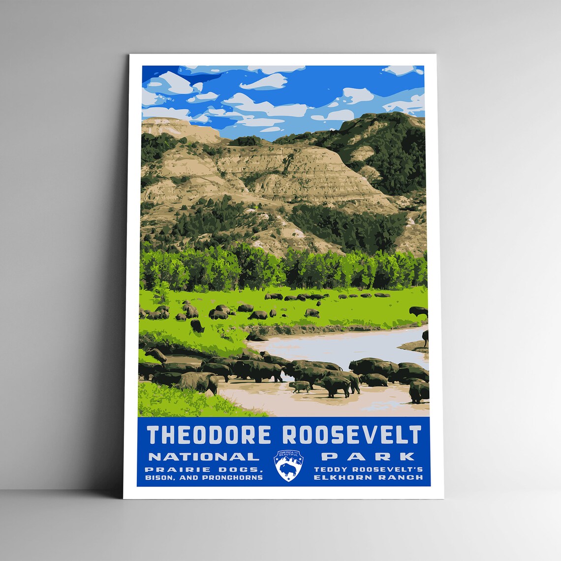 Theodore Roosevelt National Park Vintage Travel Poster Print