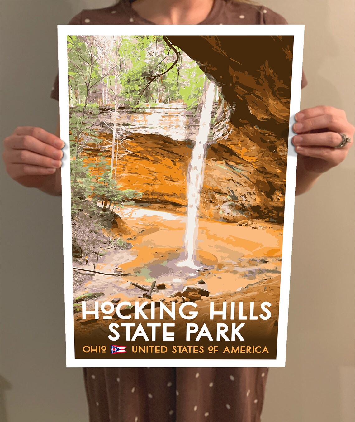Hocking Hills State Park Vintage Style Travel Poster - Image 2