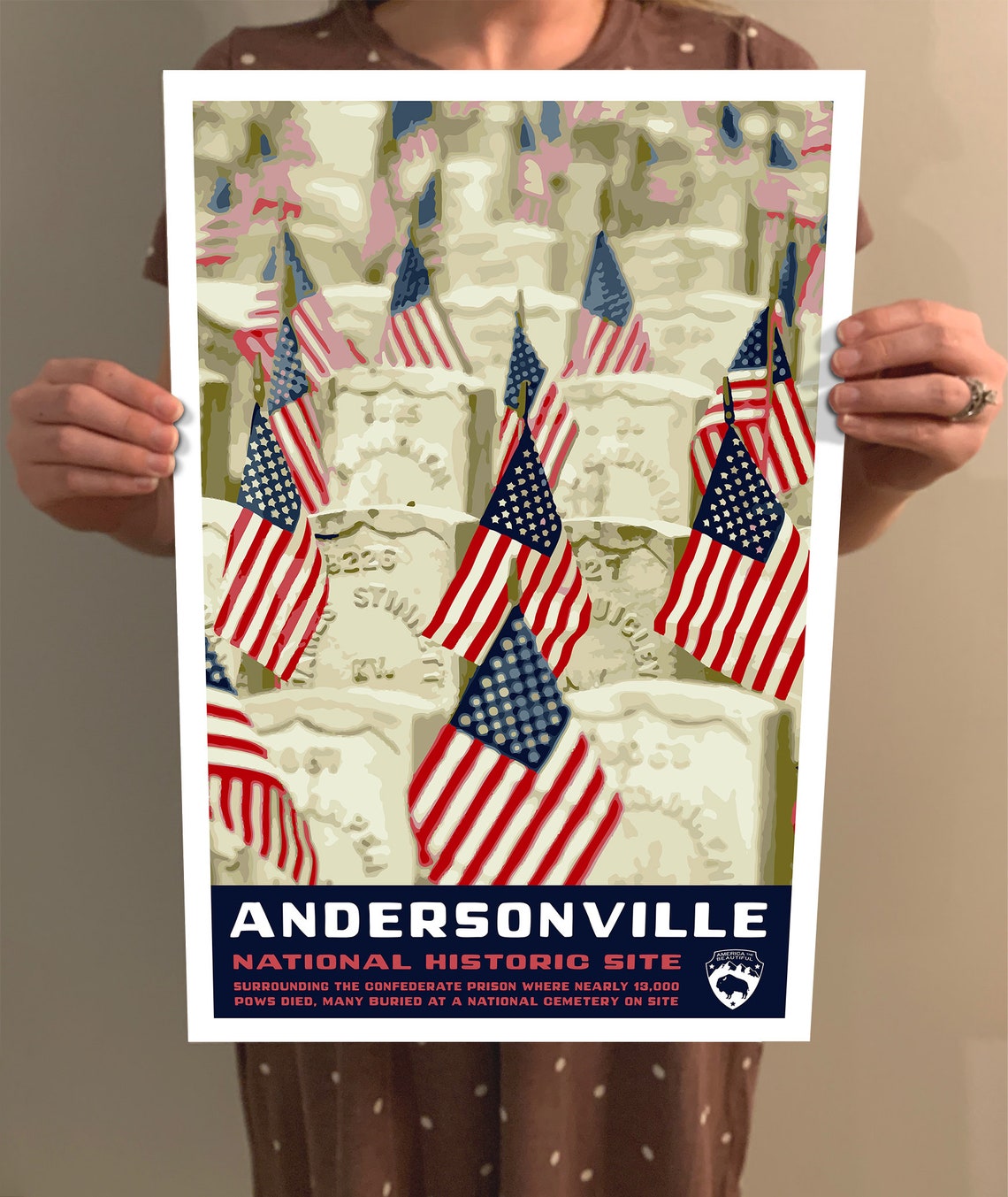 Andersonville National Historic Site Vintage Style Travel Poster 8x10 12x18 18x24 24x36 4x6 Postcard Wpa Style Georgia Us Art Print - Image 2