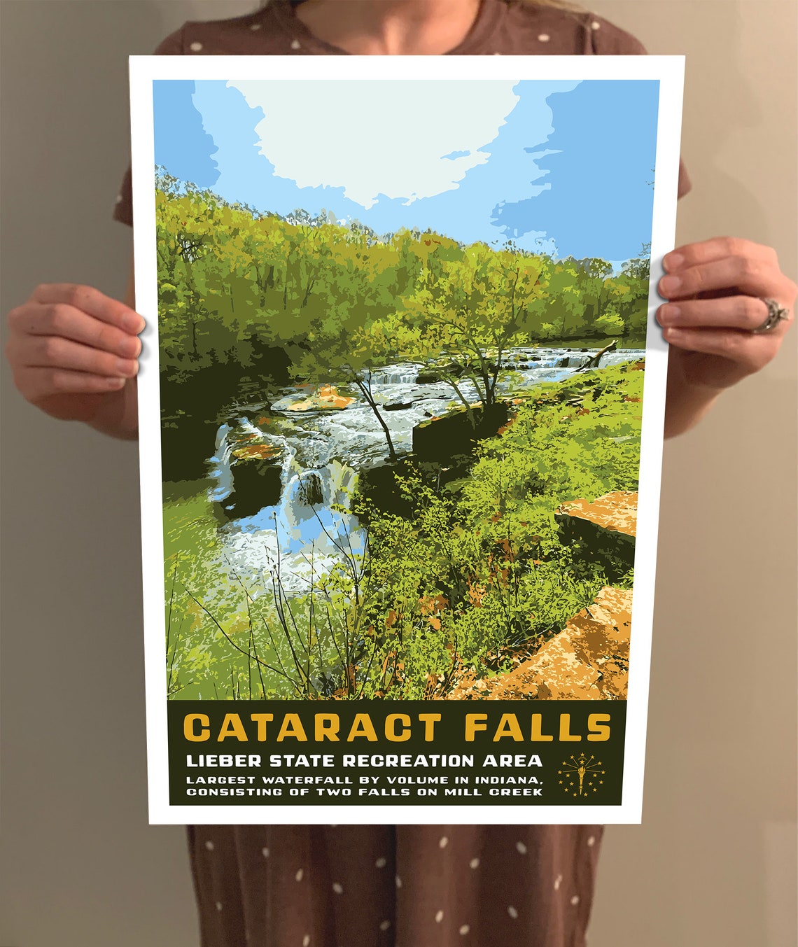Cataract Falls Indiana State Park Waterfall Vintage Travel Poster - Image 2