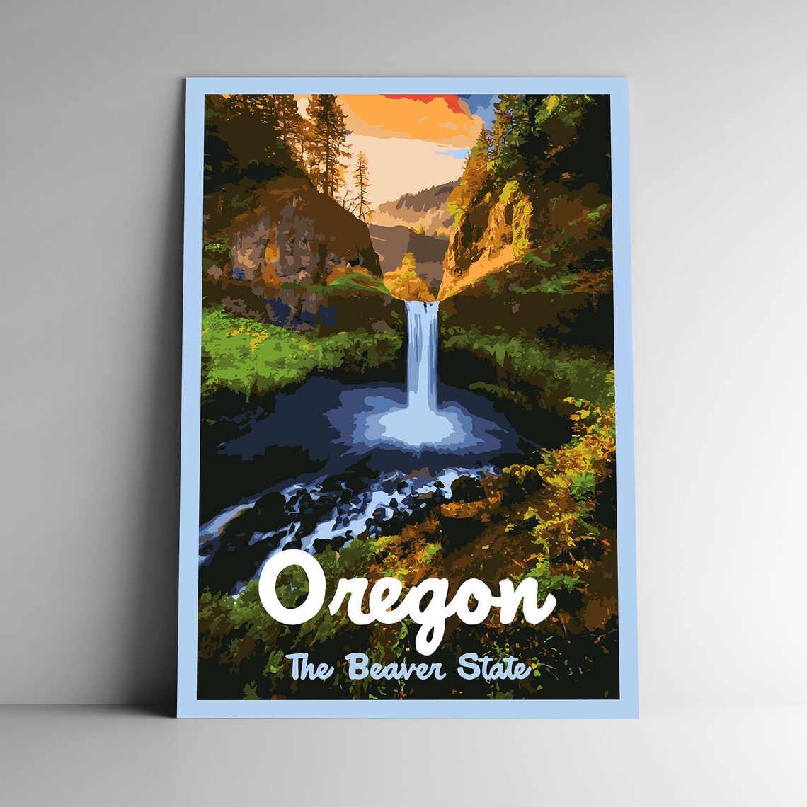 Oregon The Beaver State Vintage Travel Poster