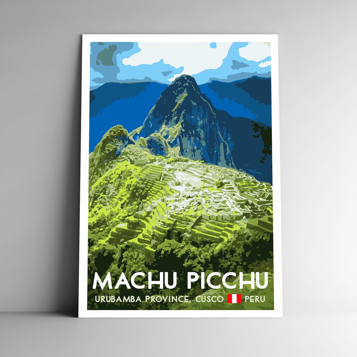 Machu Picchu Vintage Travel Poster, Peru Inca Ruins