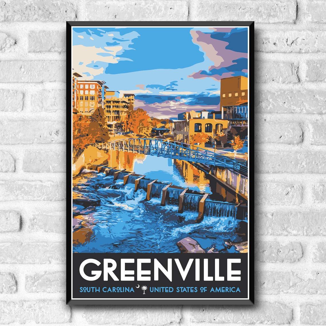 Greenville South Carolina Vintage Style Travel Poster - Image 3