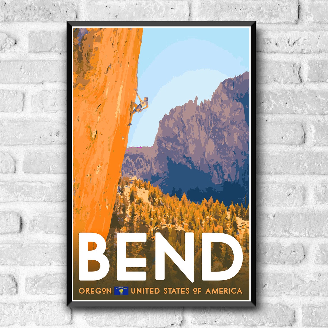 Bend Oregon Rock Climber Vintage Travel Poster For Adventure Lovers - Image 3