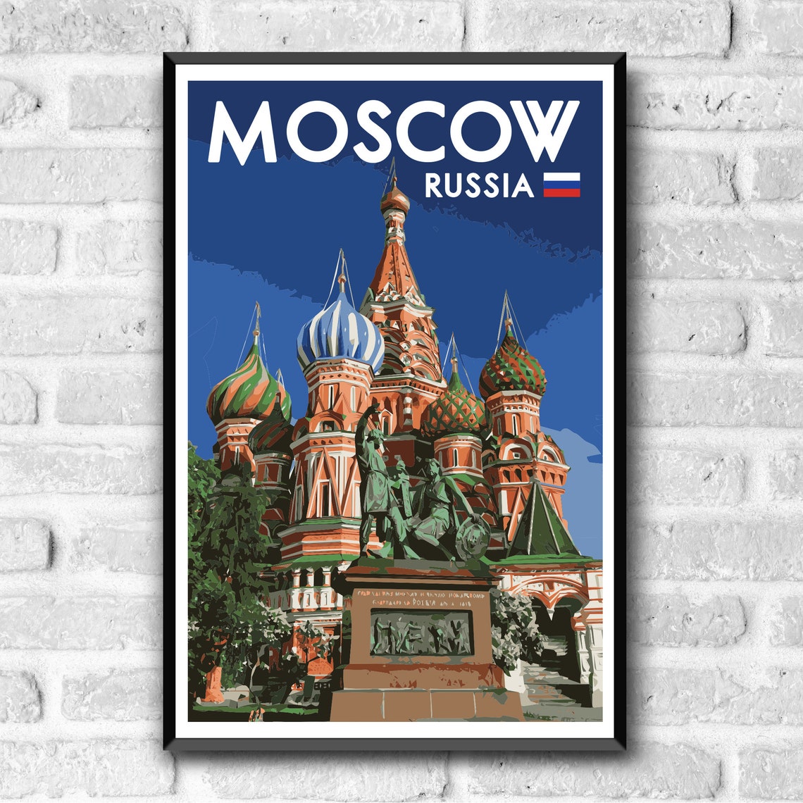Moscow Russia Saint Basils Cathedral Vintage Style Travel Poster - Image 3