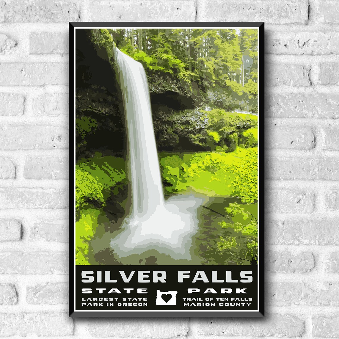 Silver Falls State Park Vintage Travel Poster - Image 3