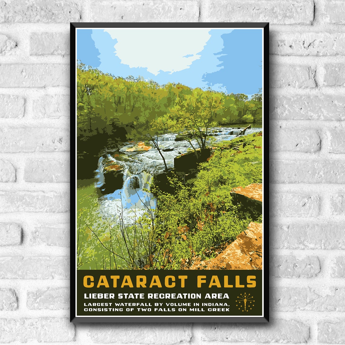 Cataract Falls Indiana State Park Waterfall Vintage Travel Poster - Image 3