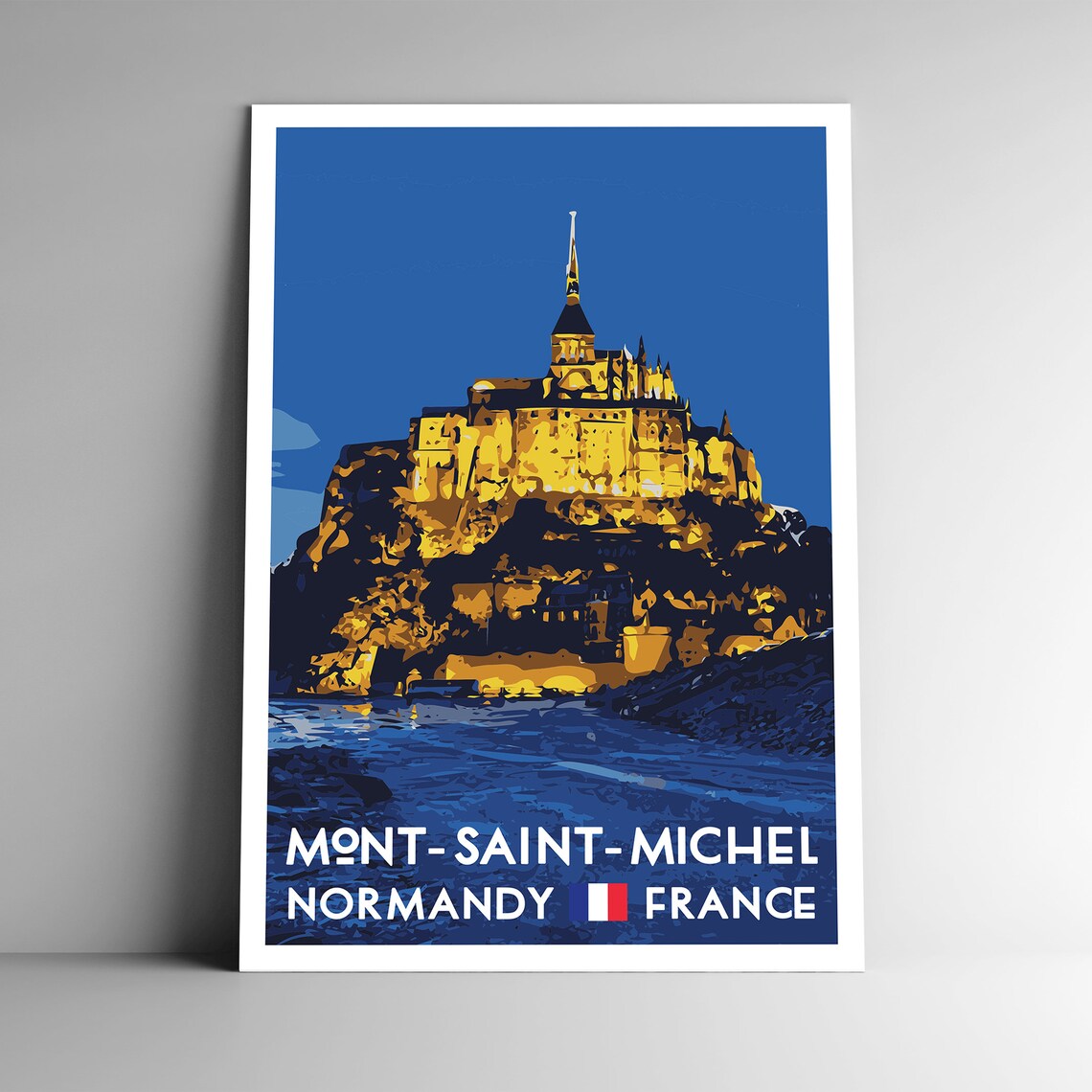 Mont Saint Michel Vintage Travel Poster, Normandy France