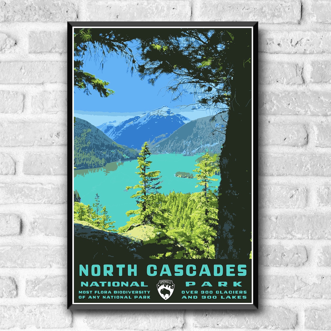 North Cascades National Park Vintage Travel Poster Print - Image 3