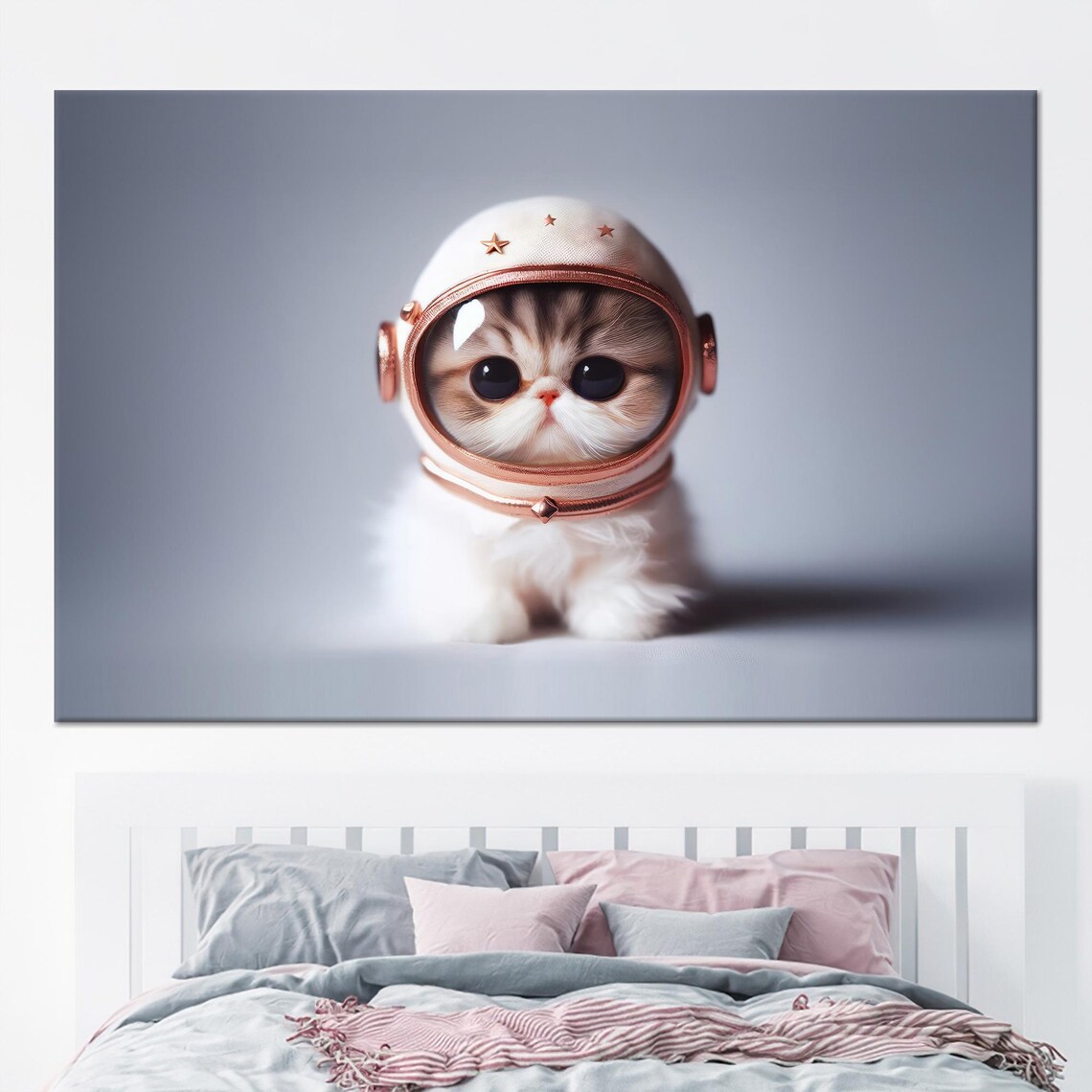 Astronaut Cat Surrealist Poster, Abstract Cat Design