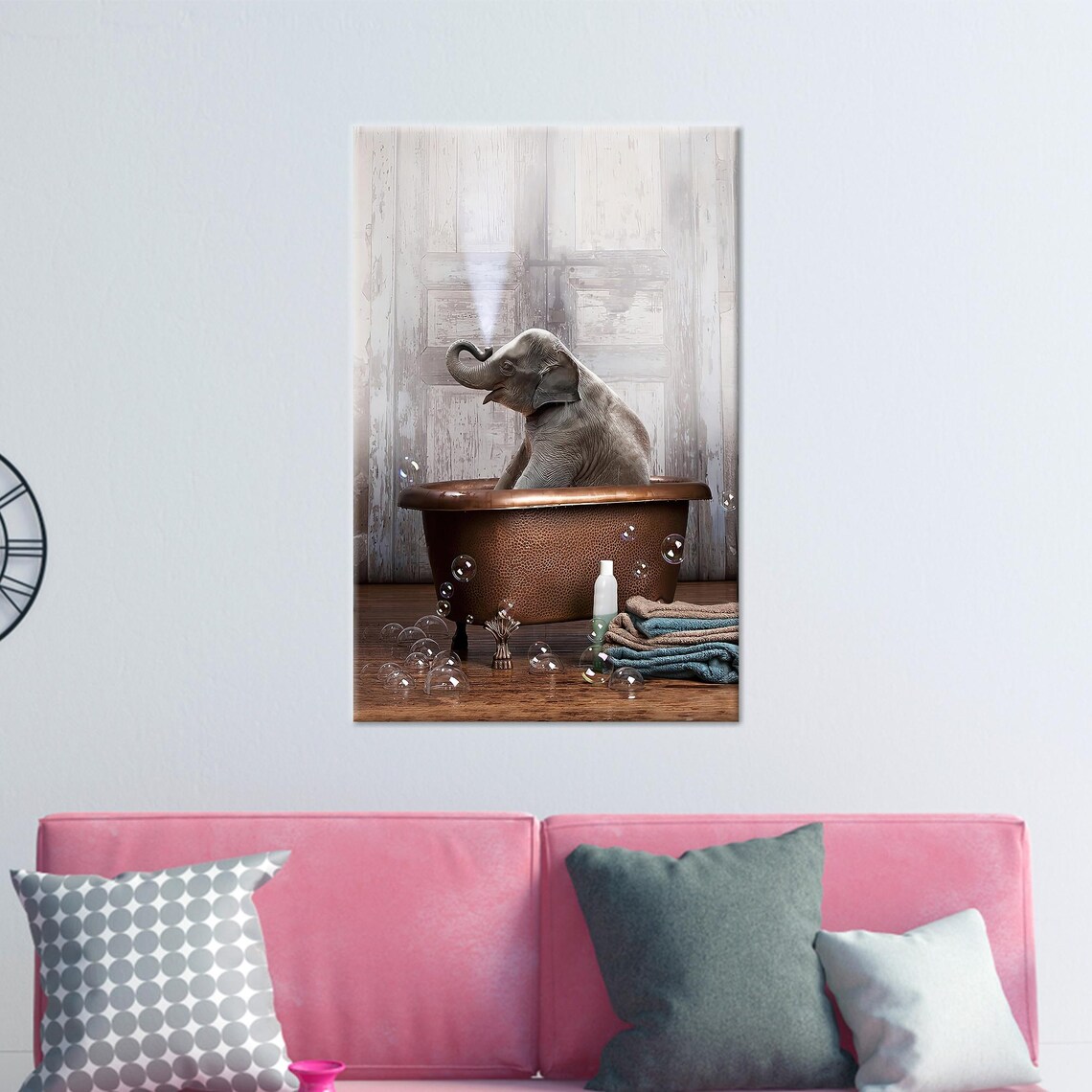 Cute Elephant Bathroom Wall Art Decor, Animal Poster - Image 4