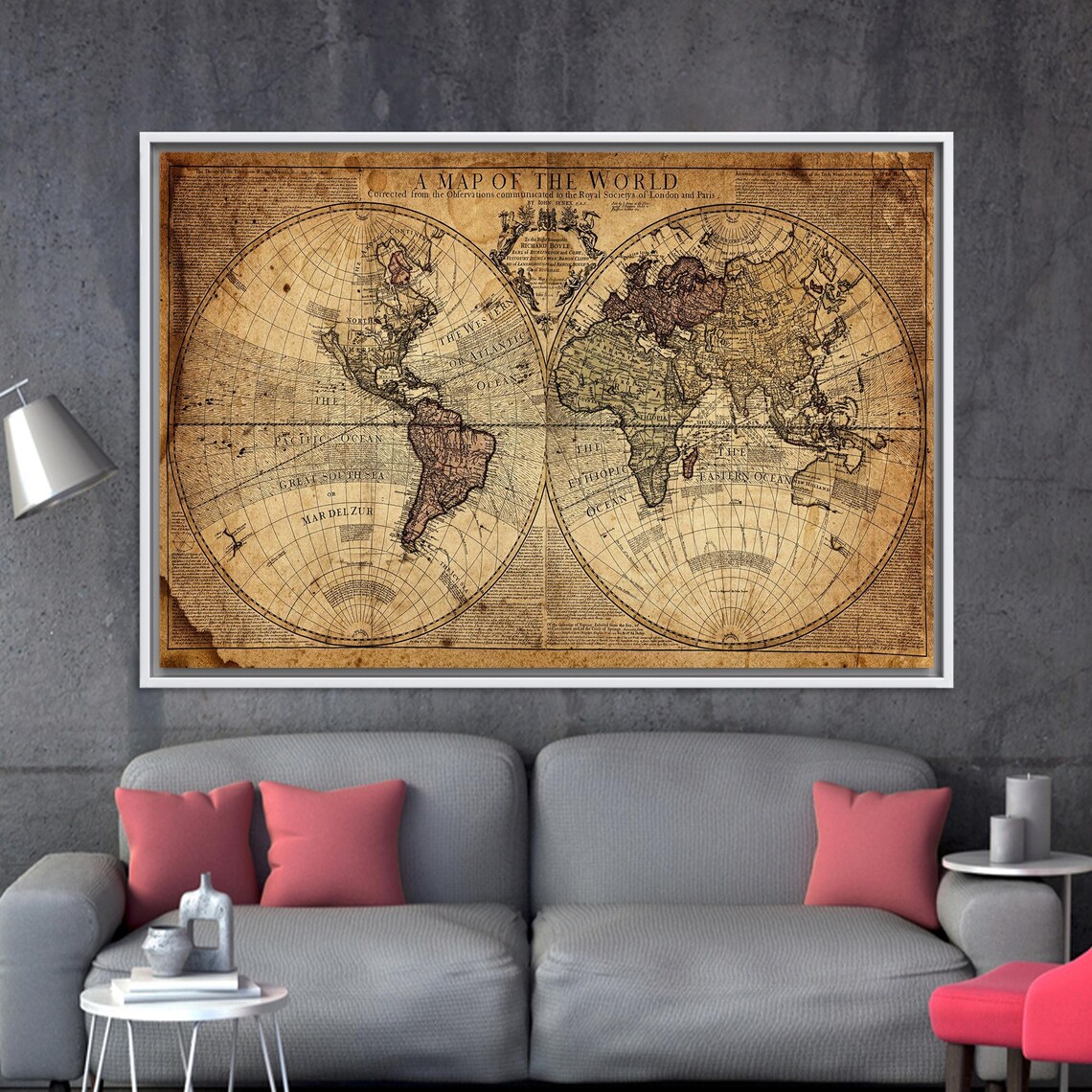Antique Old World Map Brown Parchment Cartography Vintage Poster - Image 3