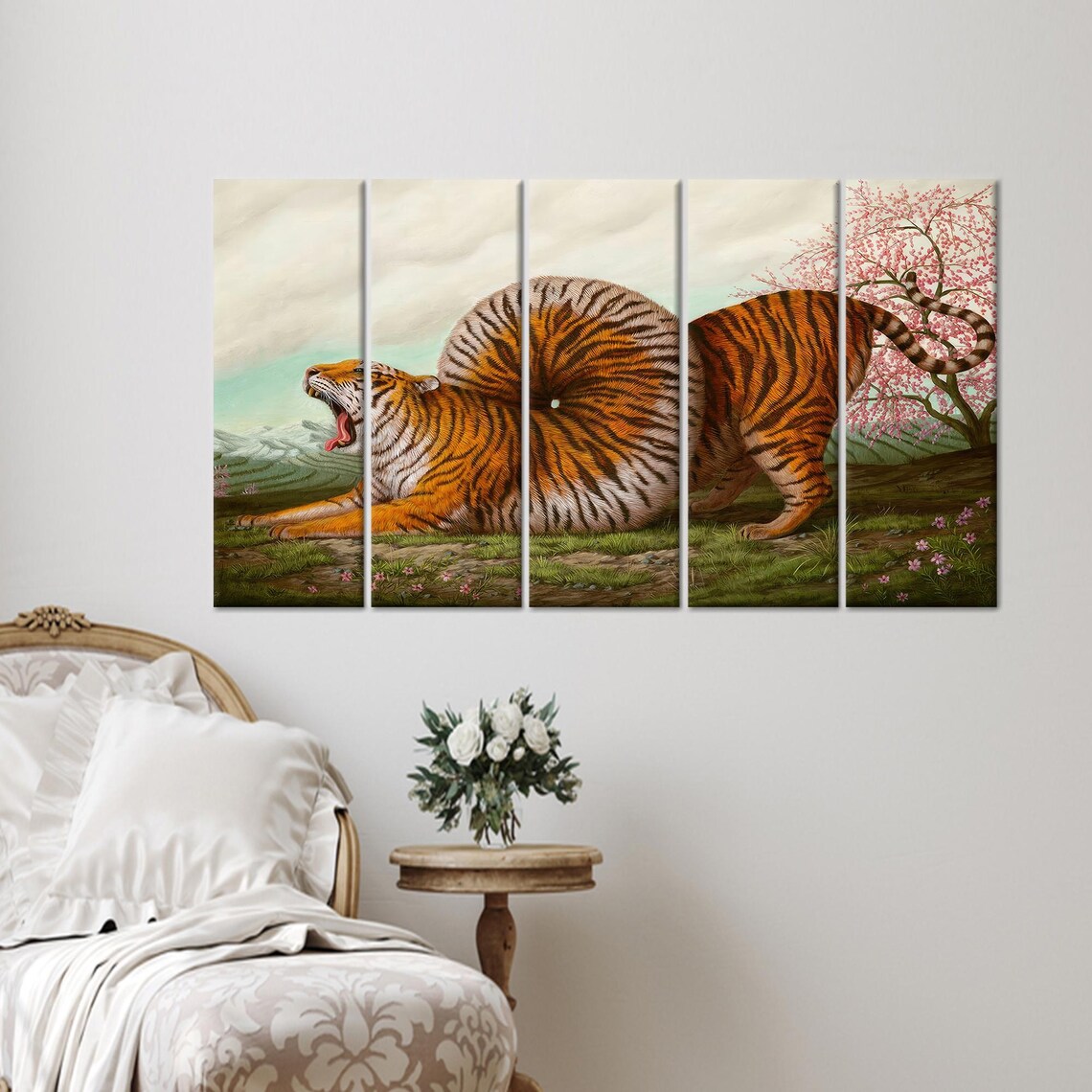 Surreal Tiger Art, Minimalist Bedroom Decor - Image 2