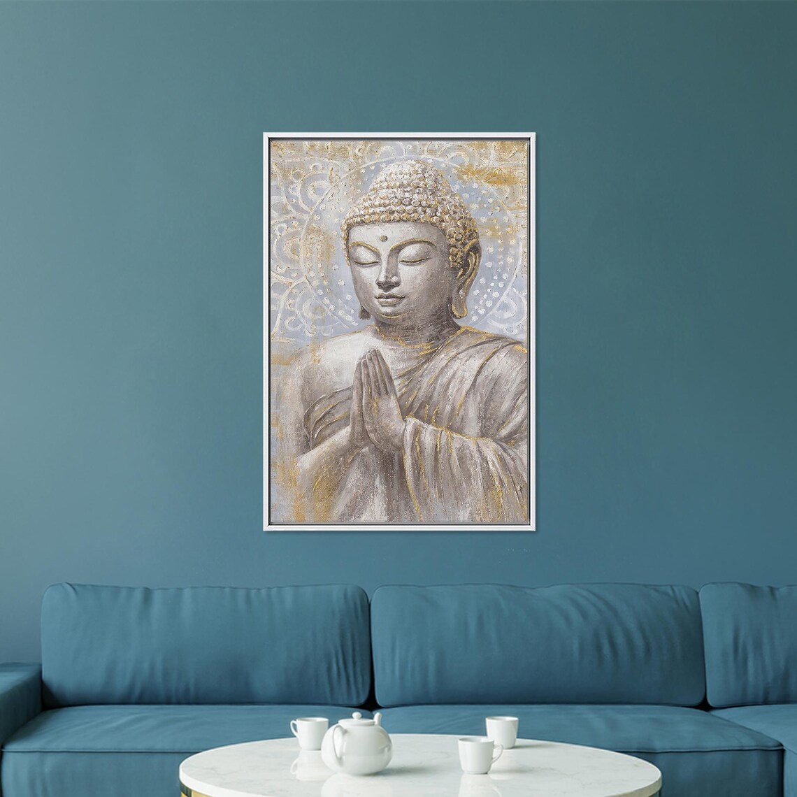 Asian Tempered Glass Buddha, Modern Buddhist Decor - Image 4