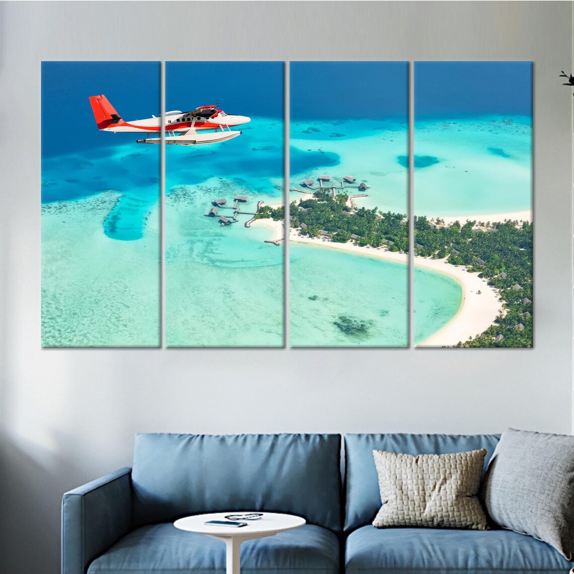 Seaplane Decor, Tropical Seascape Art Print - Image 3