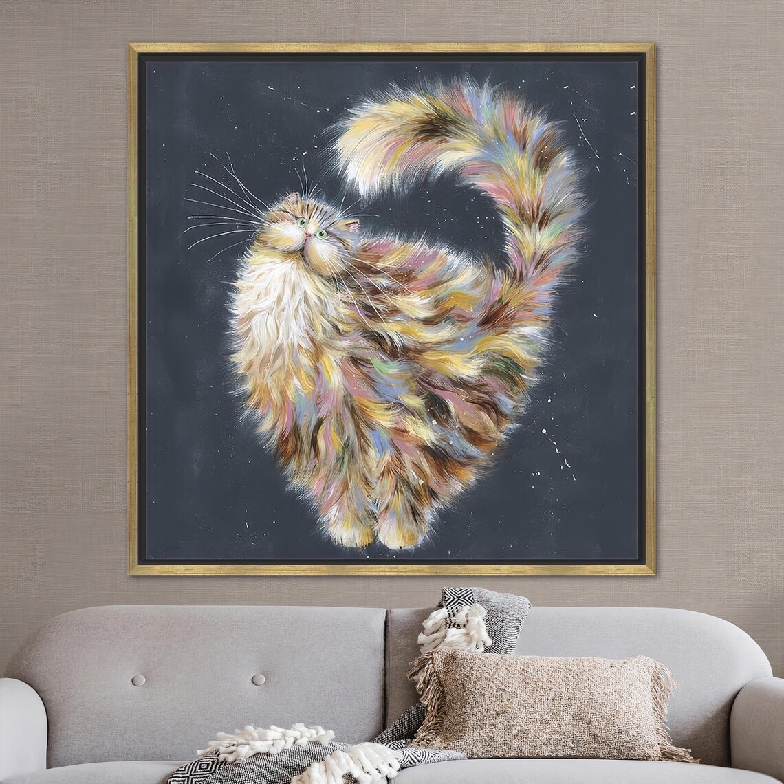 Cute Cat Printed Modern Abstract Cat Art Print - Image 2