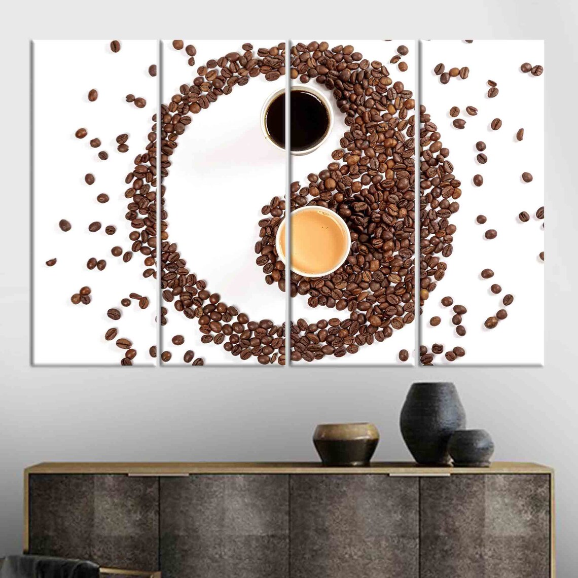 Coffee Yin Yang Art, Modern Cafe Artwork - Image 3