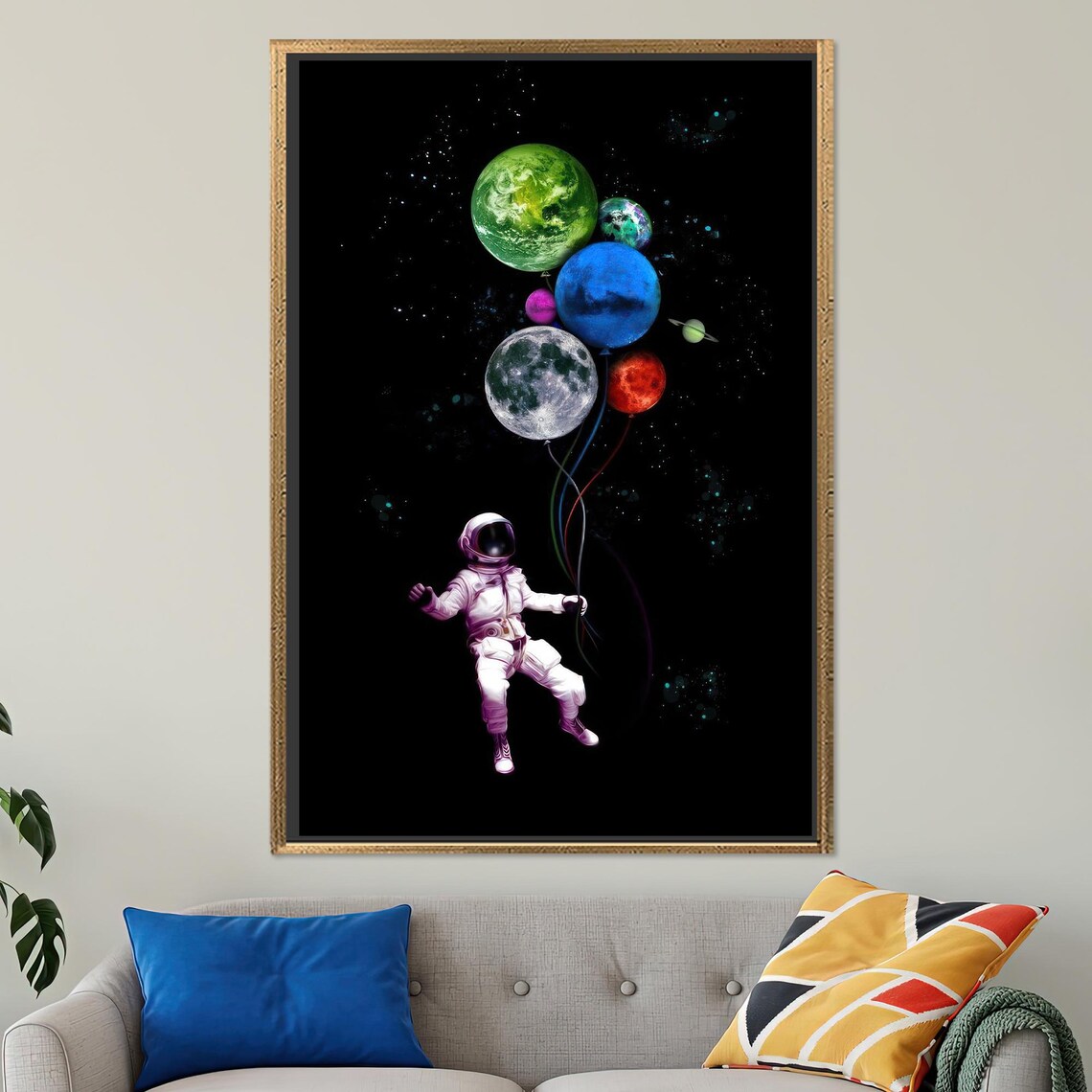 Astronaut Decor Planet Balloon Kids Room Art - Image 2