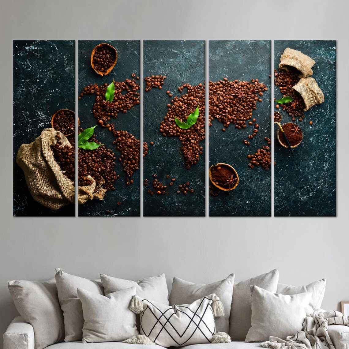 Coffee Map Art, World Map Kitchen Decor - Image 2
