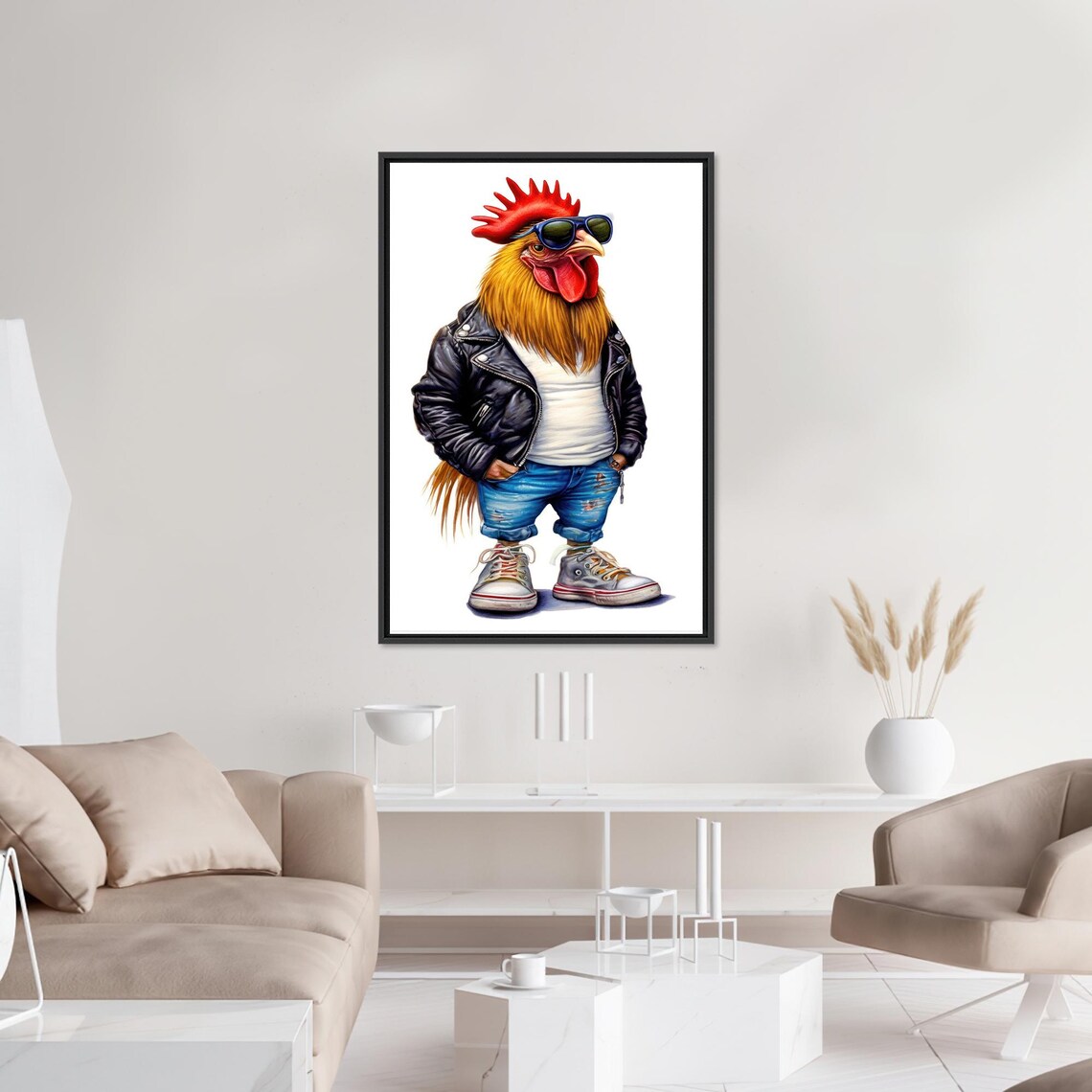 Rooster With Leather, Modern Surreal 3D Art Print - Image 3