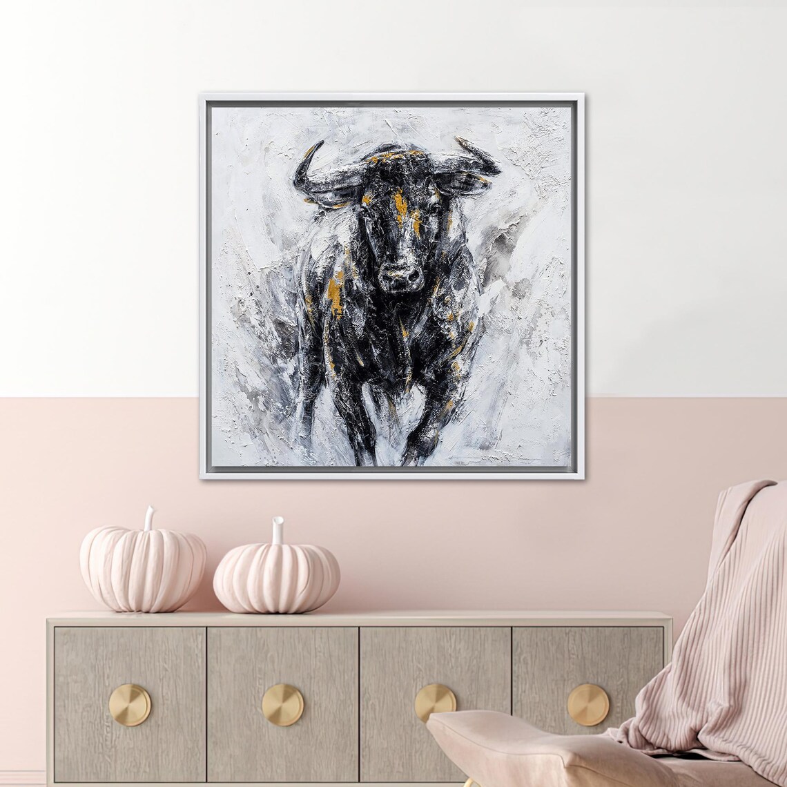 Abstract Bull Halloween Decor, Modern Glass Art - Image 4