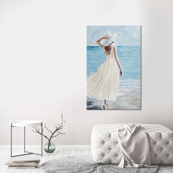 Woman With White Dress, Modern Poster