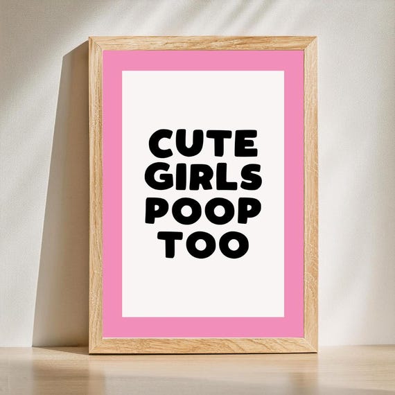 Pink Bathroom Wall Print Art Decor Dorm Girly Funny