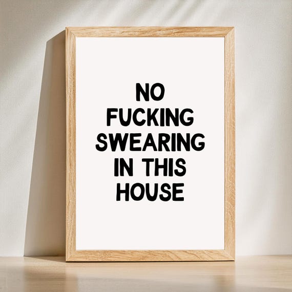 No Swearing Home Wall Print Hallway Art Funny Bedroom Typography Living Room