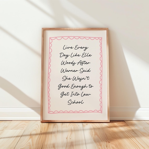 Legally Blonde Wall Print Art Girl Bedroom Decor Preppy Pink Trendy Girly