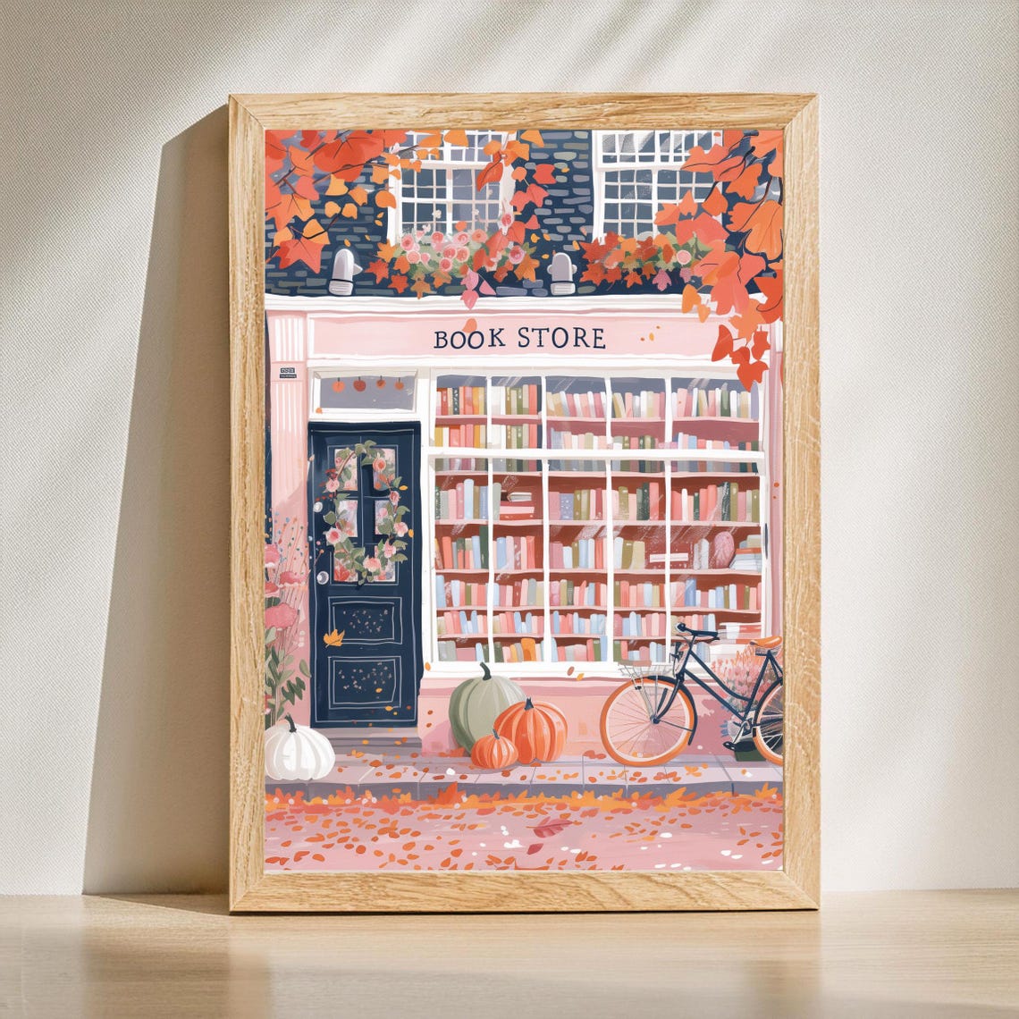 Preppy Autumn Wall Art Pink Print Halloween Pastel Fall Prints