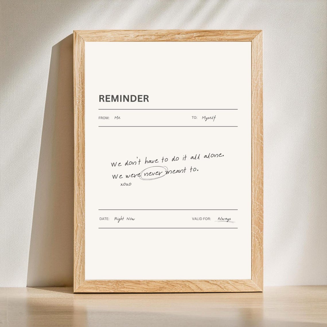 Reminder Self Compassion Memo Note Minimalist Typography Poster