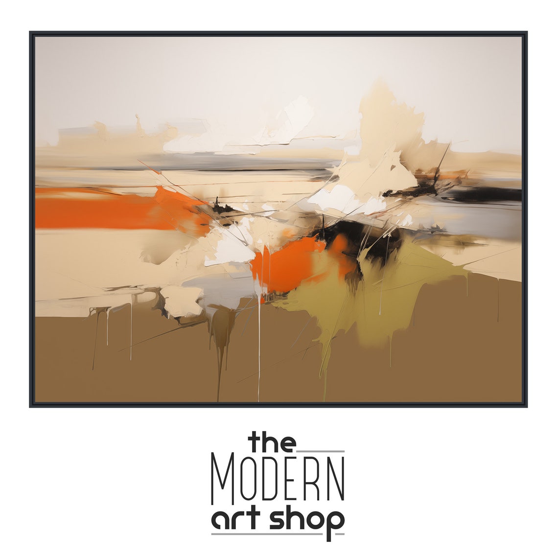 Abstract Desert Earth Tones Beige Orange Minimal Landscape Poster - Image 4