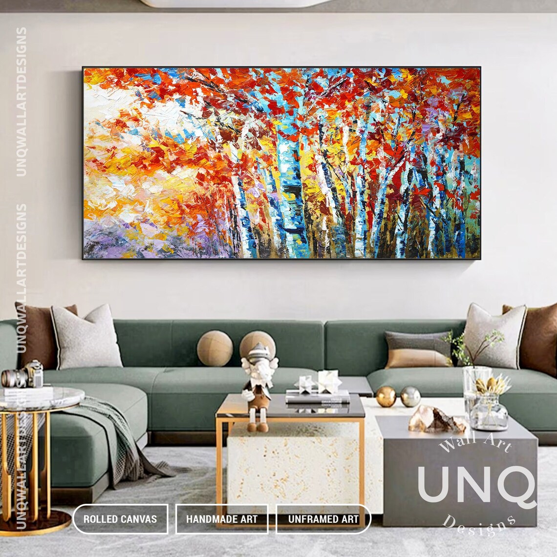 Original Birch Tree Abstract Artwork Forest Tree Original Art Landscape Wall Art Hand Painted Art Impasto Artwork By Unqwallartdesigns - Image 6