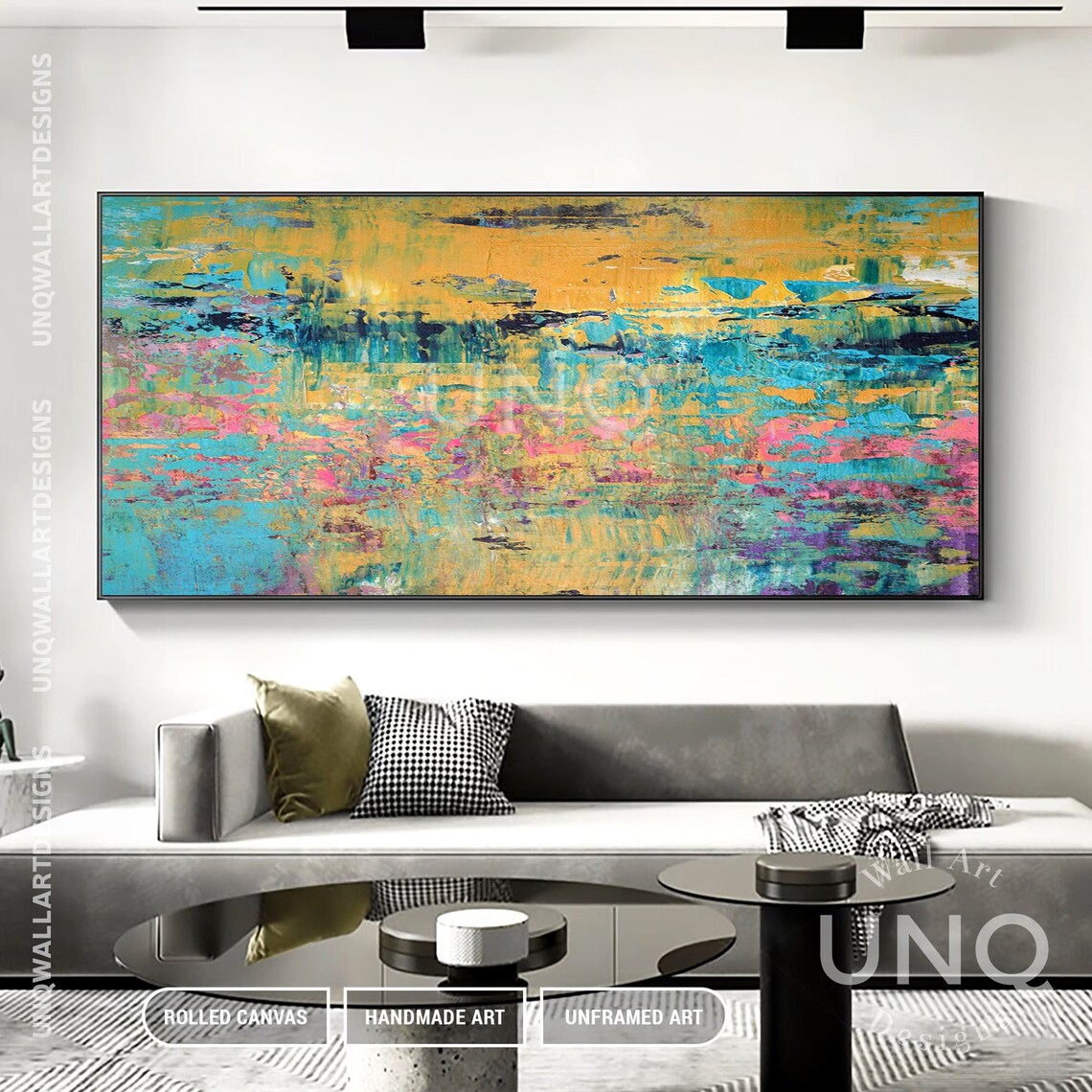 Blue Textured Oil Painting, Modern Boho Art Print - Image 2