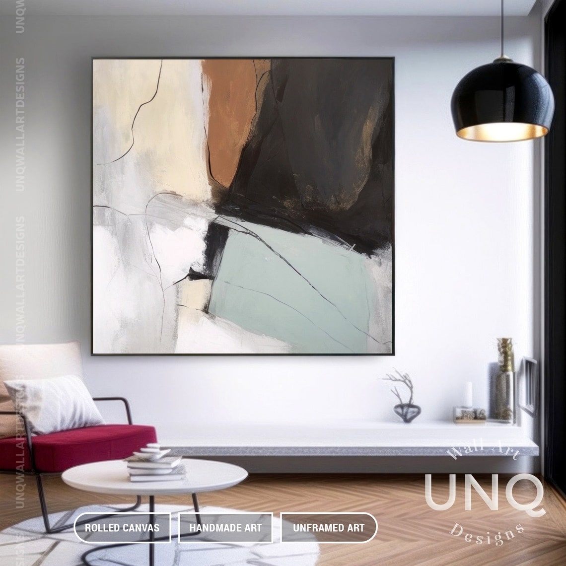 Beige Black And Tan Minimalist Lines Earthy Modern Abstract Poster - Image 4