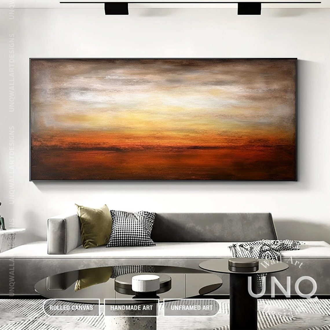 Bronze Sunset Gradient Moody Square Modern Abstract Painting Poster - Image 4
