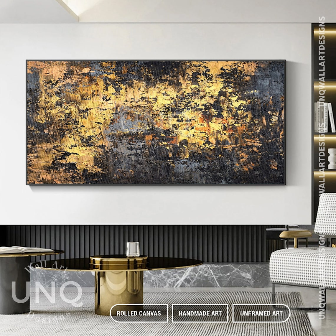 Black And Gold Painting On Original Abstract Painting Gold Foil Original Art Hand Painted Textured Abstract Painting - Image 6
