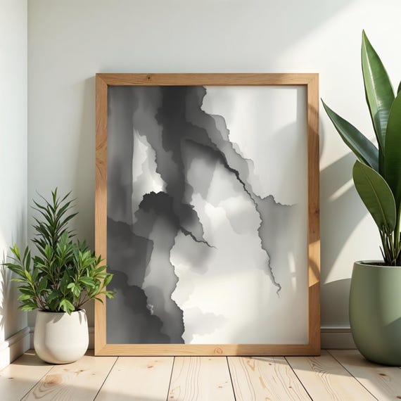 Minimalist Black White Abstract Art Print