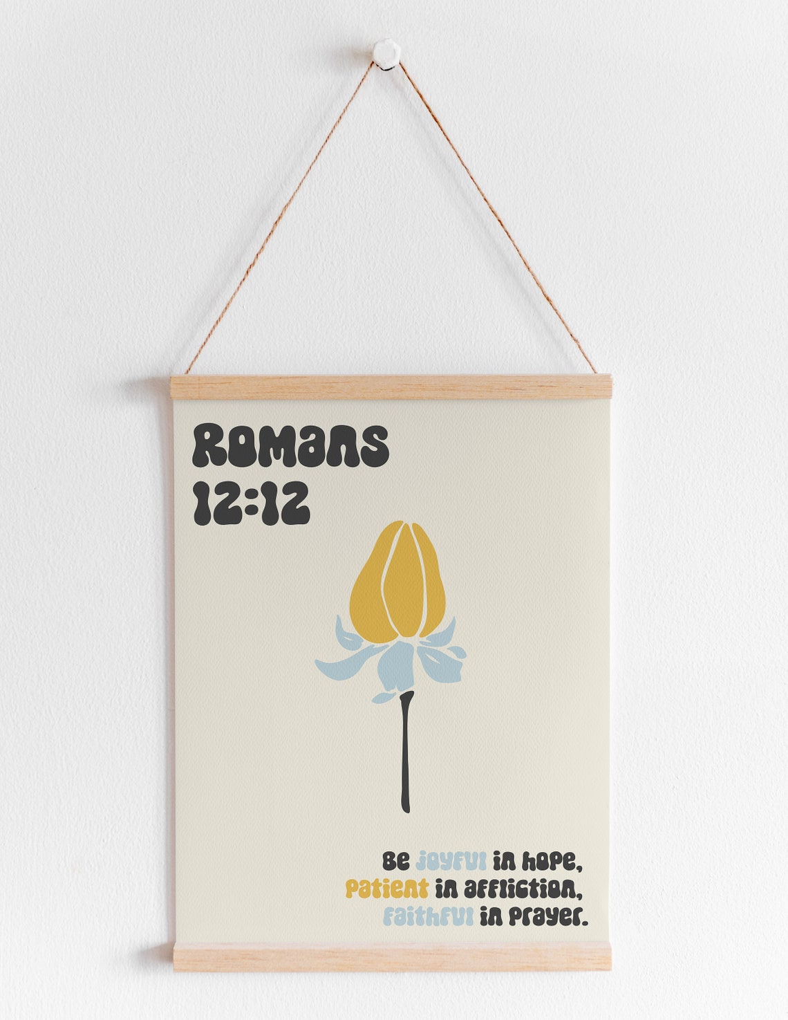 Romans 12:12 Retro Floral Bible Verse Scripture Quote Poster - Image 2