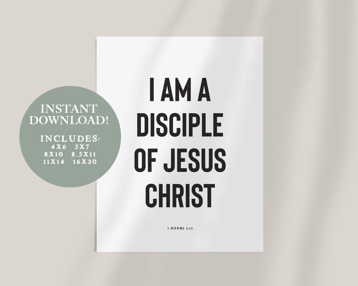 I Am A Disciple Of Jesus Christ Black Typography LDS Theme Poster - Image 2