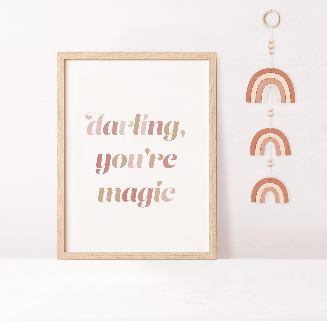 Sweet Darling You're Magic Blush Script Nursery Quote Poster - Image 2