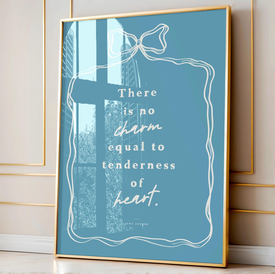 Jane Austen Tenderness of Heart Quote Poster in Blue Coquette Style - Image 3