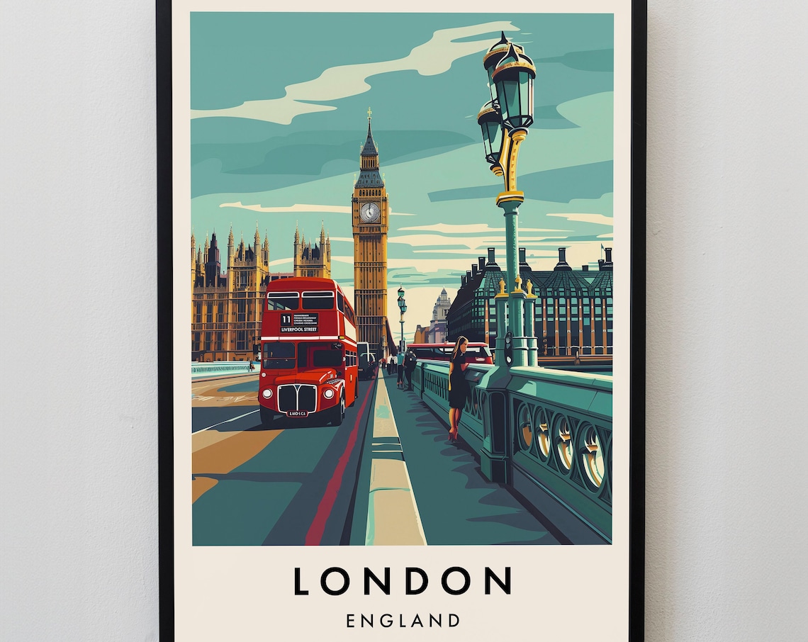 London Travel Poster, Europe Wall Art Print